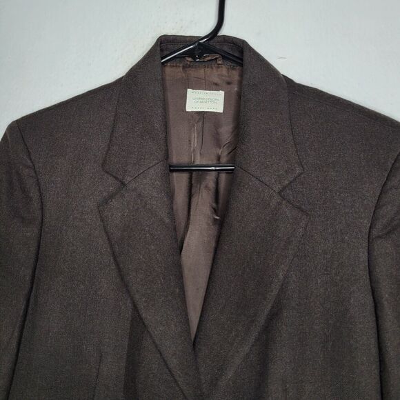 United Colors of Benetton Wool Chocolate Brown LS Blazer Women's Size 42 Medium - Picture 3 of 9
